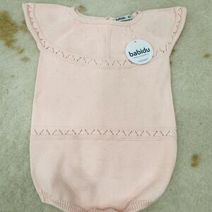 Babidu Pink Knit Baby Romper